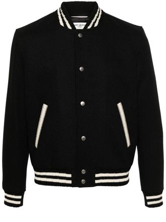 Saint Laurent Teddy varsity jacket - Black