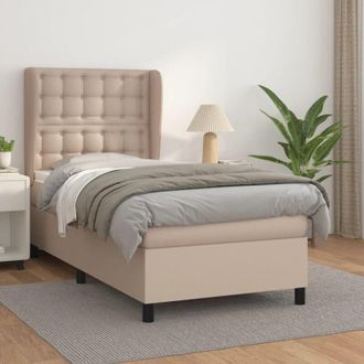 vidaXL Vidaxl - Cama Box Spring Con Colch&oacute;n Cuero Sint&eacute;tico Capuchino 90x190 Cm