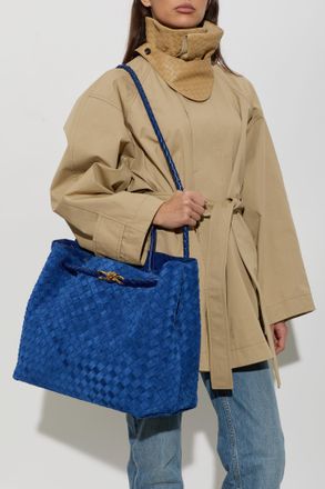 Bottega Veneta Andiamo Large Leather Tote, Womens, Blue
