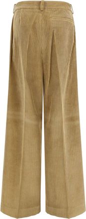 R&oacute;he Womens Corduroy Pants Beige Cotton Trousers