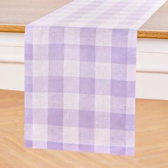 Solino Home Linen Table Runner for Dining Table, Holiday and Everyday Table Decor - Buffalo Check in Misty Lavender at Nordstrom, Size Xx-Small