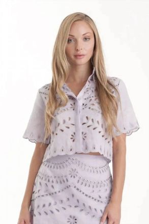 Karina Grimaldi Elin Embroidered Cotton Top In Lavender
