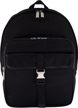Off-white Outdoor Ronde Leren Rugzak - Heren - Rugzakken - Zwart - ONE Size - Leer - Tassen