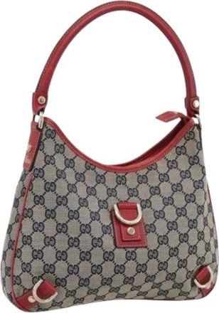 Gucci Pre-owned Vintage GG Canvas Shoulder Bag - Dames - Vintage Schoudertas - Blauw - ONE Size - Leer - Vintage