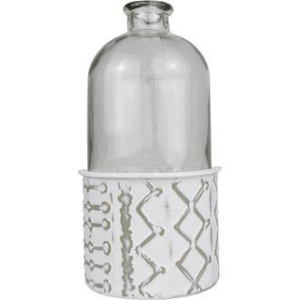 Foreside Home And Garden Geometric Bud Vase Metal & Glass in Gray at Nordstrom