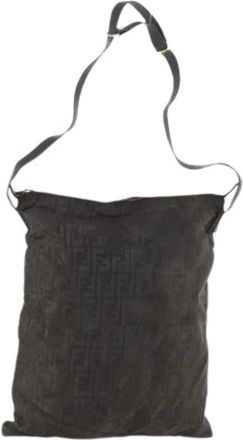 Fendi Pre-owned Cross Body Bags, female, Black, Size: ONE SIZE Pre-owned Zucca Canvas Shoulder Bag