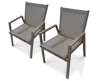 DCB Garden Dcb Garden - Floride - Conjunto De 2 Sillones De Jard&iacute;n Apilables De Aluminio Cuarzo