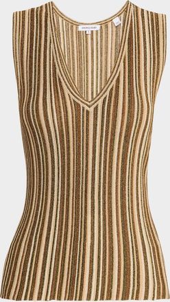 Veronica Beard Sid Stripe Sleeveless Ribbed Top