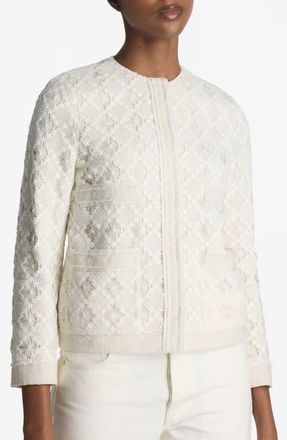 St. John Embellished Tweed Jacket in Ecru at Nordstrom, Size 10