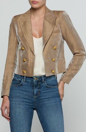 L'agence Inez Cropped Blazer in Latte/gold at Nordstrom, Size 10