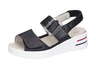 Waldl&auml;ufer Keilsandalette WALDL&Auml;UFER H-DINA, Damen, Gr. 5,5 (38,5), blau (dunkelblau), Nubukleder, unifarben, Schuhe Keilsandalette, Klettschuh, Sandale, Sommers