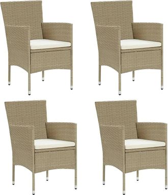 vidaXL Vidaxl - Sillas De Jard&iacute;n 4 Unidades Rat&aacute;n Sint&eacute;tico Beige