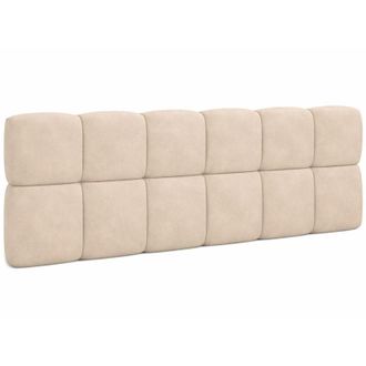 IDMarket NUAGE velluto beige 160 cm testata sospesa trapuntata