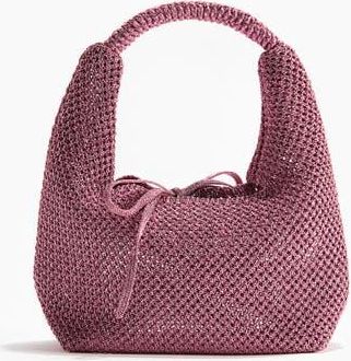H&M Glittery Hole-knit Handbag in Dusty Pink at Nordstrom