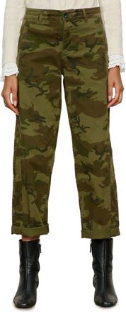 Sanctuary Boyfriend Cruiser Barrel Twill Pants in Rambler Camo Green at Nordstrom, Size 24