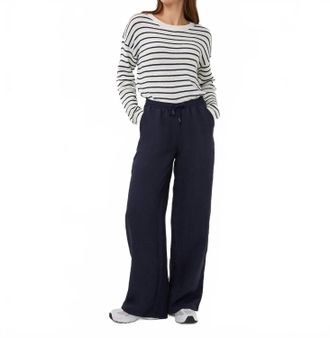 Esqualo Striped Slub Sweater In Off White/navy