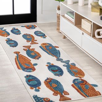 Jonathan Y Designs Algarve Modern Fish High-Low Indoor/Outdoor Runner Rug