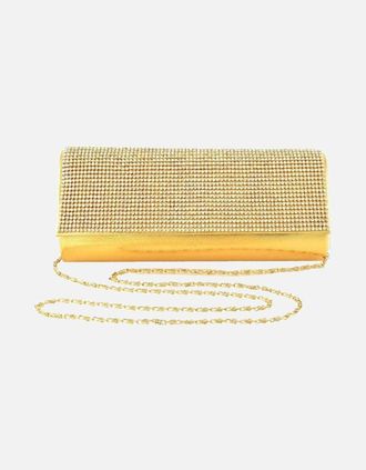 XY London Womens XY London Rhinestone Chain Strap Clutch Bag - Gold - Size: ONE size