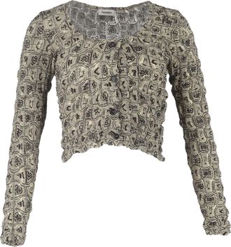 Nanushka Printed Smocked Rosine Cardigan in Multicolor Polyester