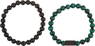 Eye Candy Los Angeles Mens Ben Set of 2 Stone Beaded Stretch Bracelets in Silver at Nordstrom Rack