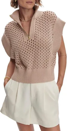 Varley Gaines Half Zip Sweater in Light Taupe at Nordstrom, Size Medium