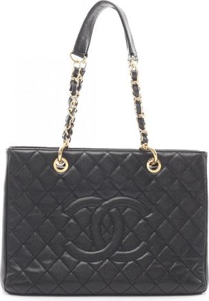 Chanel Black Grained Calfskin Handbag Tote Bag (Pre-Owned)