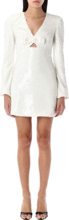 Self Portrait Womens Sequin Mini Dress - White - Size EU 36 (Womens)