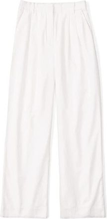 Abercrombie & Fitch Linen-Blend Tailored Wide Leg Pant Womens Clothing White : XL R, Cotton/Linen