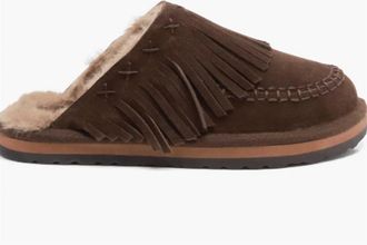 Free People Womens Fallon Fringe Mule In Chocolate