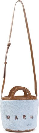 Marni Tropicalia Bucket Handbag In Light Blue Faux Fur