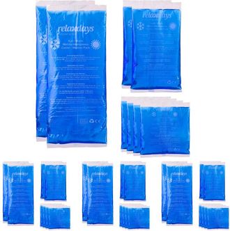 Relaxdays Relaxdays Pack De 32 Bolsas Fr&iacute;o Calor Reutilizables Para Lesiones, Gel Y Pe, Azul, Varios Tama&ntilde;os