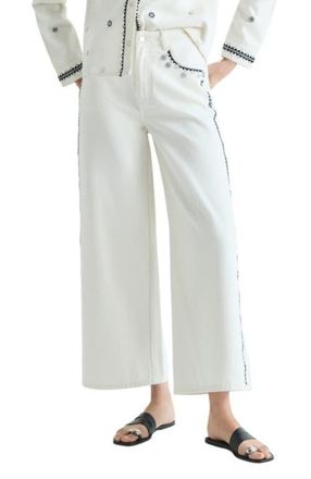 Scalpers Contrast embroidered jeans in Ecru at Nordstrom, Size 40 Eu