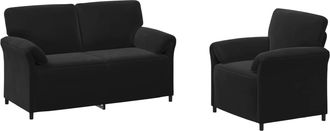 vidaXL Juego De Sof&aacute; 2 Uds. Negro Terciopelo Vidaxl