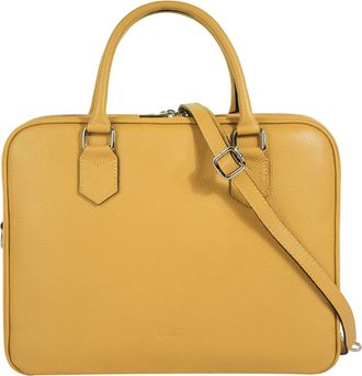 Cluty Aktentasche CLUTY, Damen, Gr. B/H/T: 35cm x 28cm x 13cm onesize, gelb, Leder, leicht gl&auml;nzend, unifarben, Taschen Aktentasche, echt Leder, Made in Ita