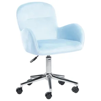 Beliani Beliani - Silla De Oficina De Terciopelo Azul Claro Altura Ajustable Giratorio Priddy