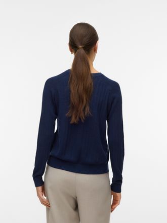 Vero Moda Strickpullover VERO MODA VMNEWLEX POINTELLE LS O-N PULLOVER NOOS, Damen, Gr. XL, navy blazer, Strick, Obermaterial: 50% Viskose, 25% Baumwolle, 25% Po