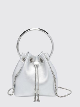Jimmy Choo London Mini borsa Bon Bon in nappa laminata con manico metallico