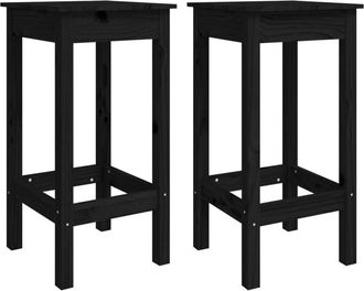 vidaXL Vidaxl - Bar Chairs 2 pcs Black 40x40x78 cm Solid Wood Pine