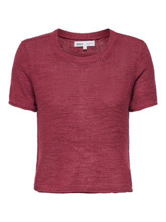Only Kurzarmpullover ONLY ONLSUNNY S/S PULLOVER NOOS KNT, Damen, Gr. XL, rot (spiced apple), Strick, Obermaterial: 55% Polyacryl, 45% Nylon, unifarben, reg