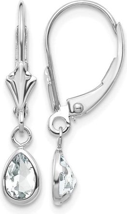 Diamond2Deal 14k White Gold 6x4mm White Topaz/April Earrings