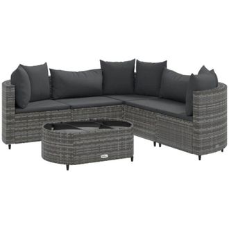 vidaXL Set De Muebles De Jard&iacute;n 6 Pzas Y Cojines Rat&aacute;n Sint&eacute;tico Gris Vidaxl