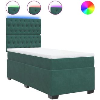 vidaXL Vidaxl - Cama Box Spring Con Colch&oacute;n Terciopelo Verde Oscuro 90x190 Cm