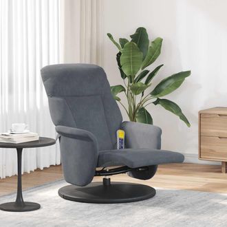 vidaXL Poltrona Reclinante Massaggio Poggiapiedi Grigio Scuro Velluto - Vidaxl