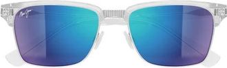 Maui Jim Kawika XL 58mm PolarizedPlus2 Rectangular Sunglasses in White/crystal at Nordstrom