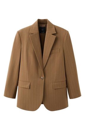 Mango Pinstripe Blazer in Caramel at Nordstrom, Size Xx-Small