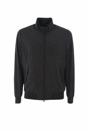 Herno Mens High-Neck Bomber Jacket In Black
