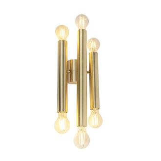 QAZQA Art D&eacute;co Aplique De Pared Vintage Dorado 6 Luces - Tubi Acero Alargada Adecuado Para Led Max. 6 X 40 Watt - Qazqa