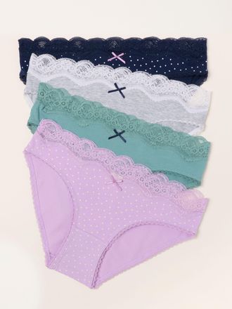 Fat Face FatFace Green 4 Pack of Spot High Leg Knickers