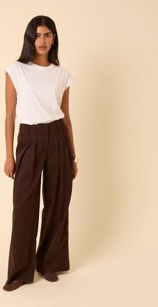 Nobody's Child Brown Pleated Wide Leg Trousers