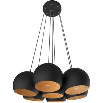 Lumicom Joe Sospensione, 7X E27, max 42W, metallo, nero opaco/foglia oro, D.25cm - Lumicom